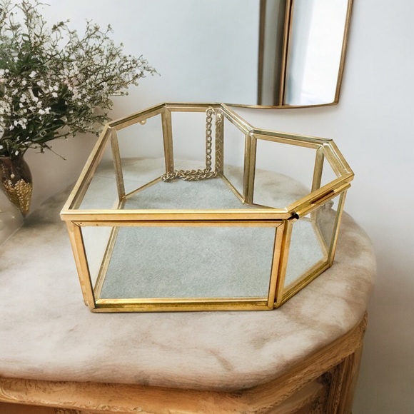 Other - Distinctive Heart Shaped Glass Jewelry Box